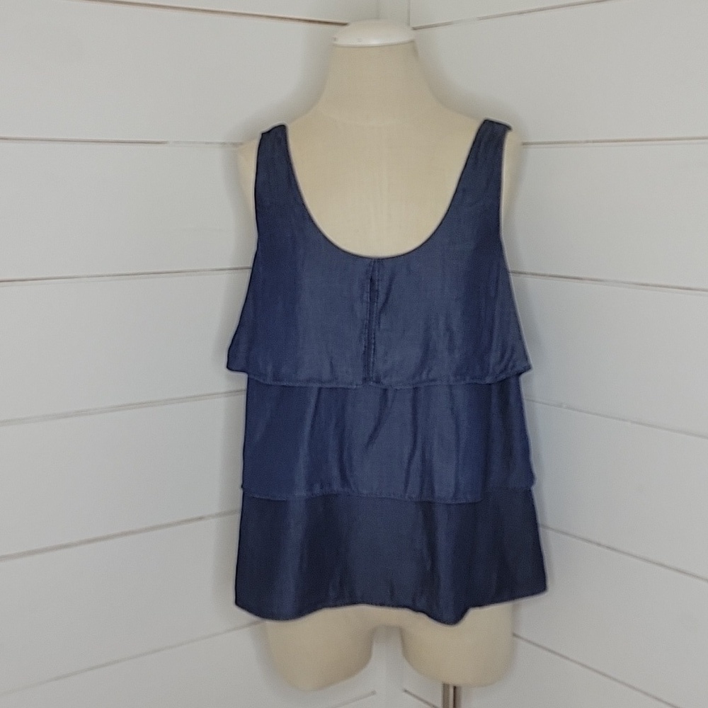 Banana Republic small sleeveless blouse denim blue color